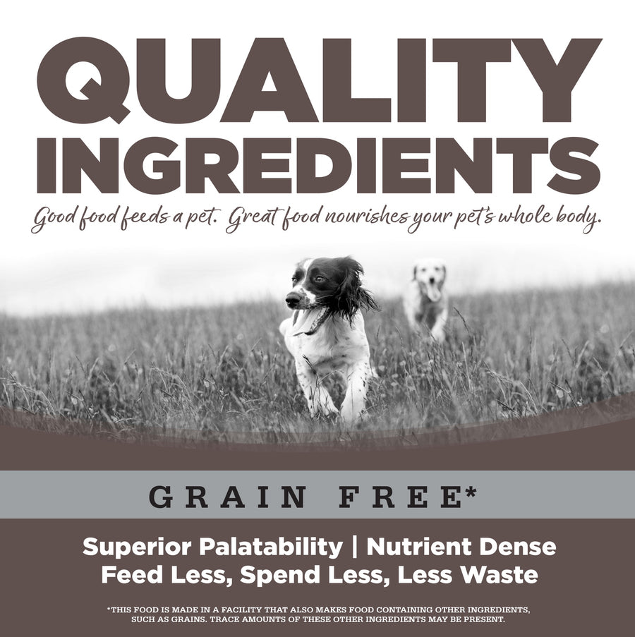 Quality Ingredients. Superior palatability, nutrient dense, feed less, spend less, less waste. 