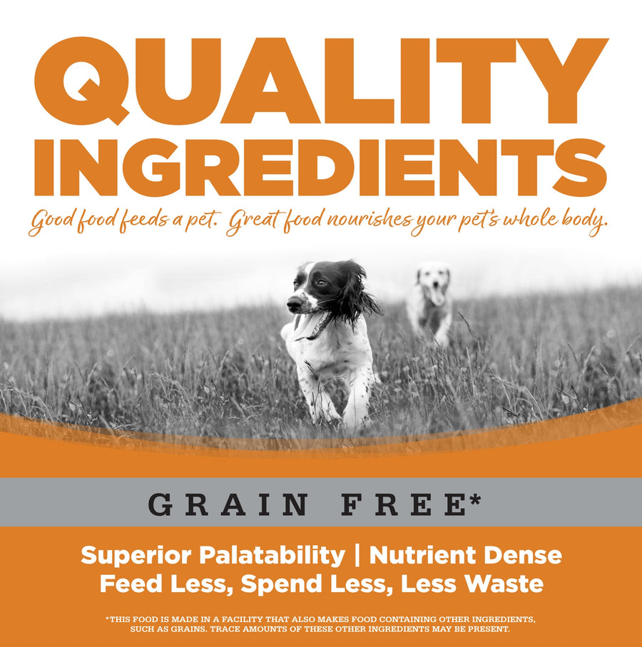 Quality Ingredients. Superior palatability, nutrient dense, feed less, spend less, less waste. 