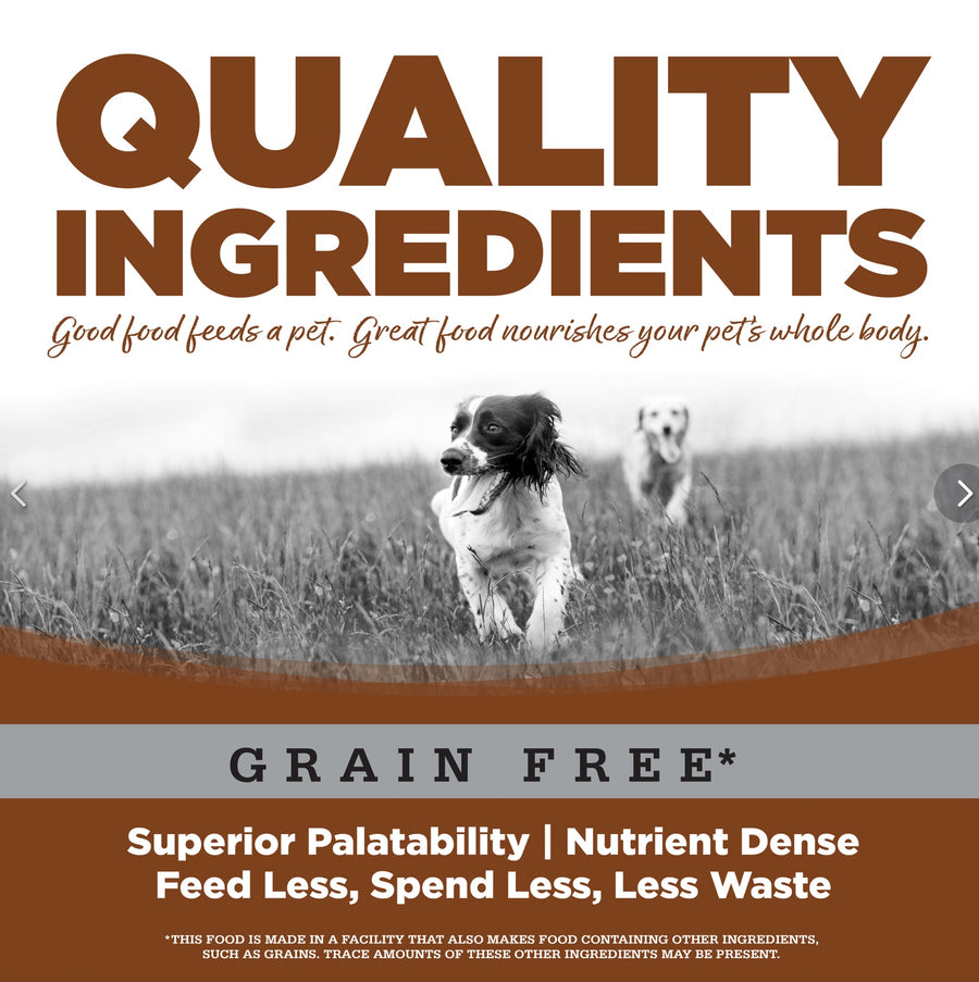 Quality Ingredients. Superior palatability, nutrient dense, feed less, spend less, less waste. 