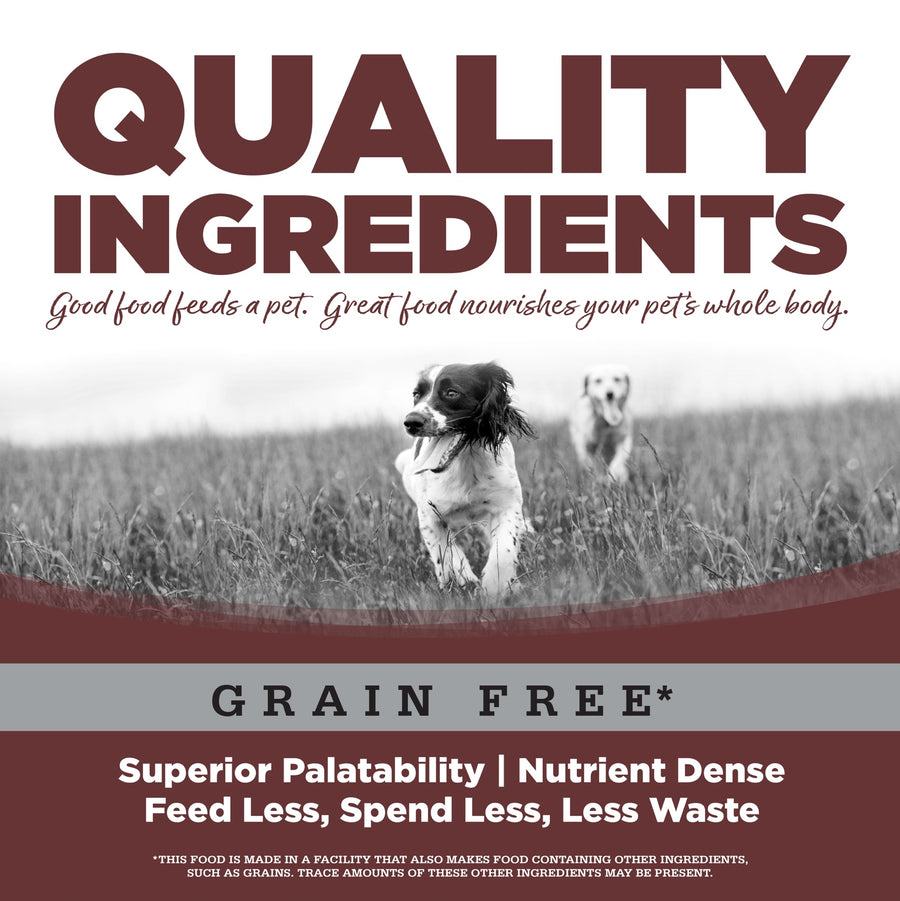 Quality Ingredients. Superior palatability, nutrient dense, feed less, spend less, less waste. 