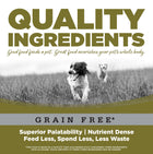 Quality Ingredients. Superior palatability, nutrient dense, feed less, spend less, less waste. 