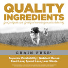 Quality Ingredients. Superior palatability, nutrient dense, feed less, spend less, less waste. 
