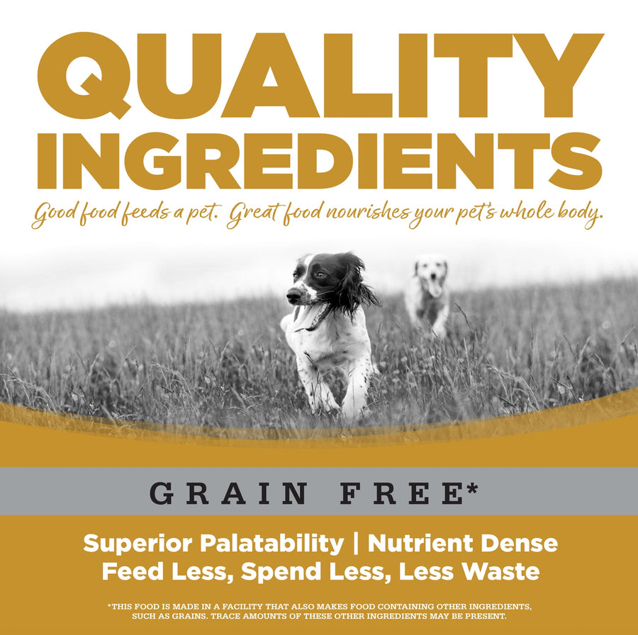 Quality Ingredients. Superior palatability, nutrient dense, feed less, spend less, less waste. 
