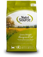 NutriSource Senior Weight Management Chicken and Rice Dry Cat Food front of bag.
