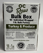 OC Raw Turkey & Produce Frozen Raw Dog Food Bulk Box of 18 - 1 lb patties