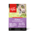 Front bag of ORIJEN Chicken, Turkey, and Salmon Formula Kitten Food 4lbs
