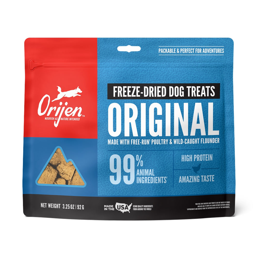 ORIJEN Freeze Dried Original Dog Treats front of bag.