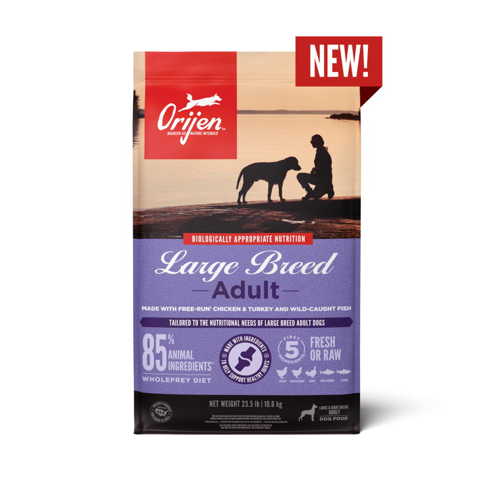 ORIJEN Large Breed Adult Dry Dog Food front of bag.