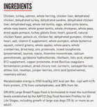 Ingredients for ORIJEN Puppy Large Breed Dry Dog Food.