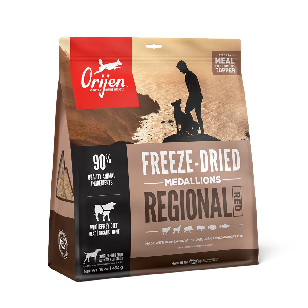 ORIJEN Regional Red Freeze Dried Dog Food front of bag.
