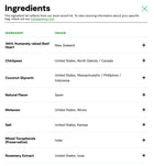 Ingredients list for Open Farm Dehydrated Beef Dog Treats.