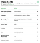 Ingredients list for Open Farm Dehydrated Pork Dog Treats.