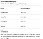Guaranteed Analysis for Open Farm Freeze Dried Raw Grass-Fed Beef Morsels For Dogs.