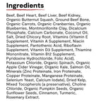 Ingredients for Open Farm Freeze Dried Raw Grass-Fed Beef Morsels For Dogs.