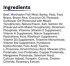 Ingredients list for Open Farm Goodbowl Grass-Fed Beef and Brown Rice Recipe Dry Dog Food.