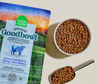 Open Farm Goodbowl Grass-Fed Beef and Brown Rice Recipe Dry Dog Food Serving.