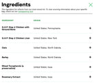 Ingredients list for Open Farm Goodbowl Harvest Chicken Recipe Freeze Dried Raw Topper for Dogs.