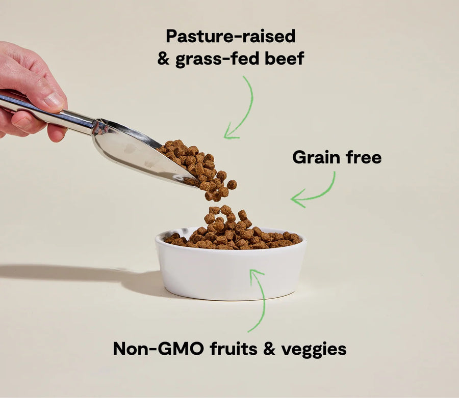 *Pasture-raised & grass-fed beef
*Grain free
*Non-GMO fruits & veggies