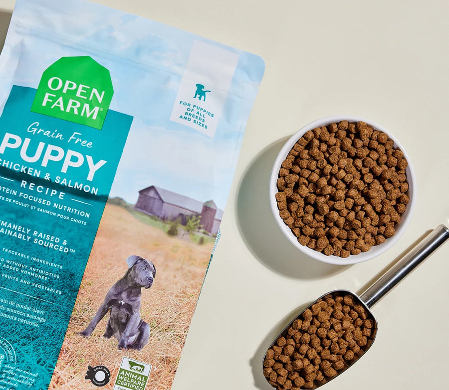 Open Farm Grain Free Puppy Dry Dog Food Serving.