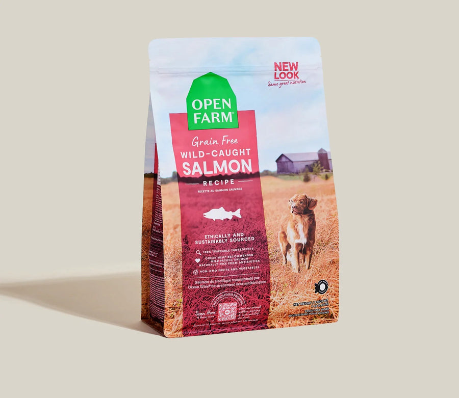 Open Farm Grain Free Wild Caught Salmon Dry Dog Food front of bag.