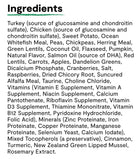 Ingredients list for Open Farm Homestead Turkey and Chicken Grain Free Dry Dog Food.