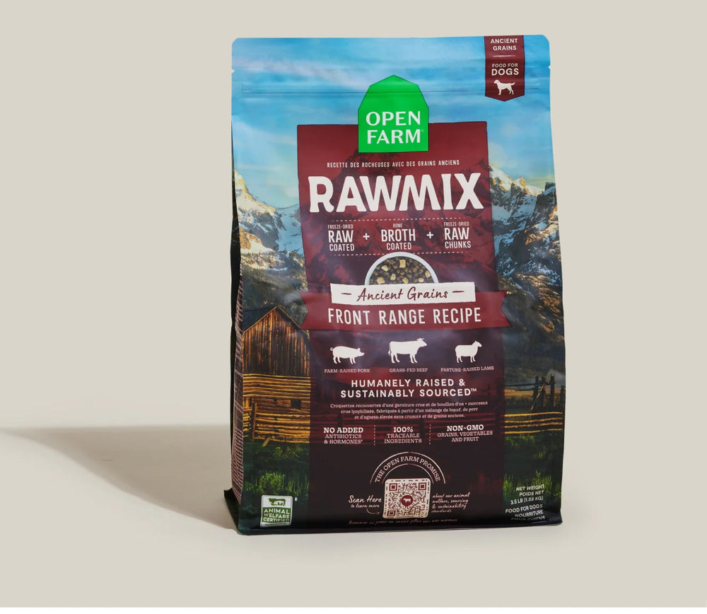 Open Farm RawMix Front Range Ancient Grains Dry Dog Food front of bag.
