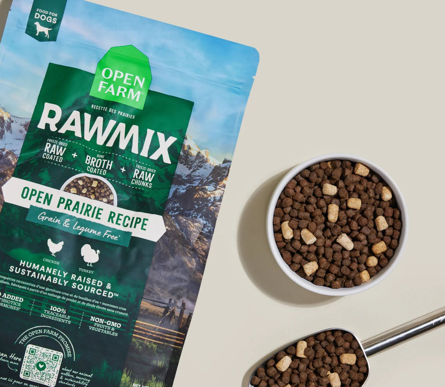 Open Farm RawMix Open Prairie Grain Free Dry Dog Food Serving.