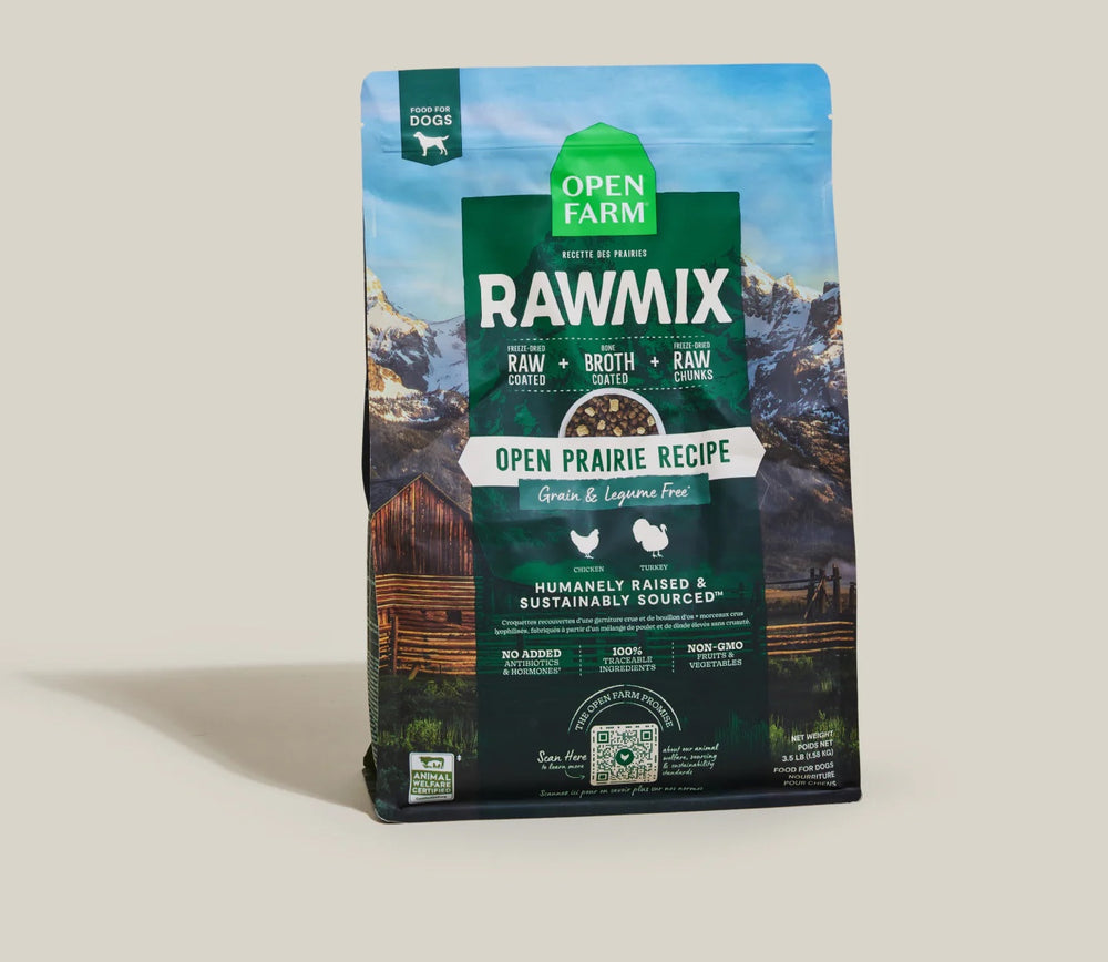 Open Farm RawMix Open Prairie Grain Free Dry Dog Food front of bag.