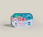 Open Farm Silky Mousse Salmon and Cod Dog Topper front of can.