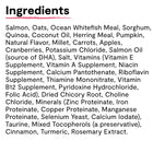 Ingredients list for Open Farm Wild Caught Salmon & Ancient Grains Dry Dog Food.