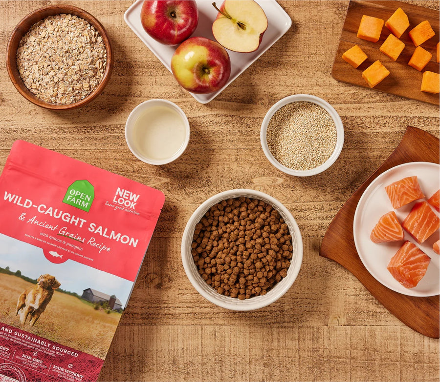 Ingredients Image for Open Farm Wild Caught Salmon & Ancient Grains Dry Dog Food.