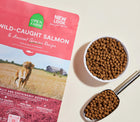 Open Farm Wild Caught Salmon & Ancient Grains Dry Dog Food Serving.