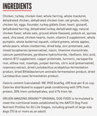 Ingredients for Orijen Amazing Grain Original Dry Dog Food.