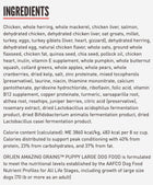 Ingredients for Orijen Amazing Grains Large Breed Puppy Formula Dry Dog Food.