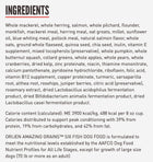 Ingredients for Orijen Amazing Grains Six Fish Formula Dry Dog Food.