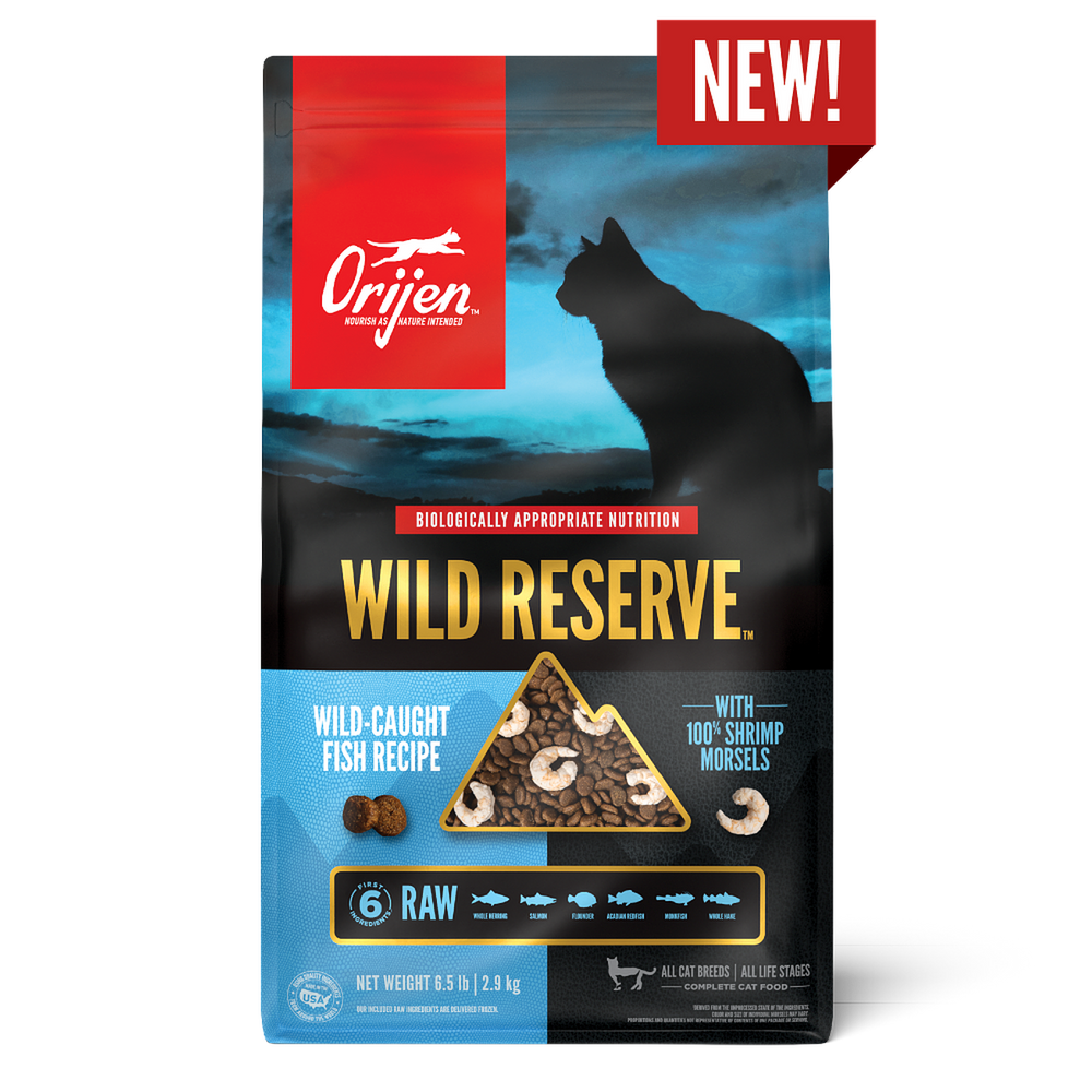 Back Packaging of Orijen Wild Reserve Wild-Caught Fish Recipe Dry Cat Food 6.5 lbs