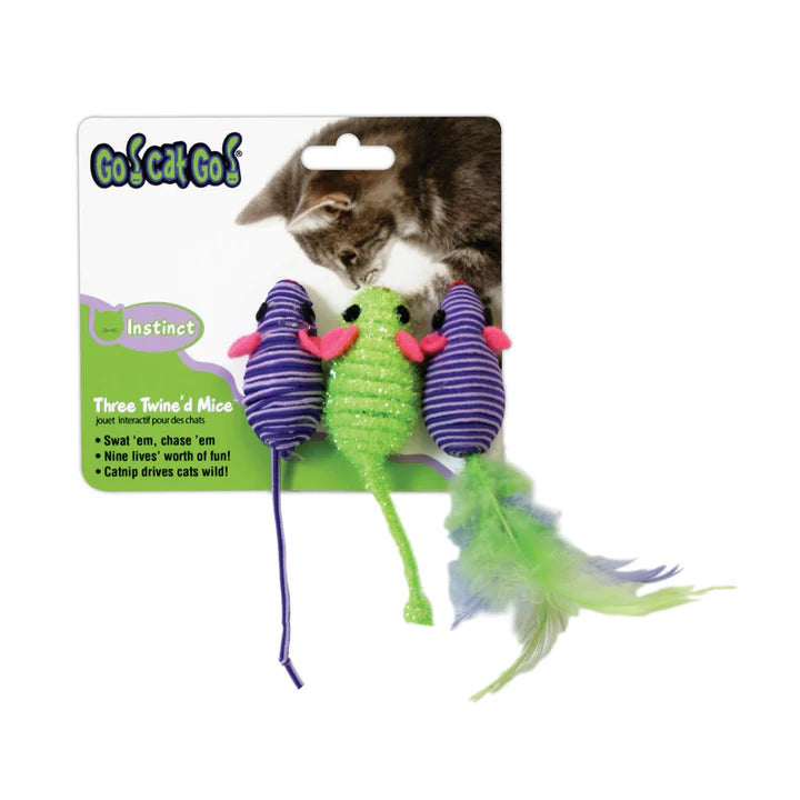 OurPets Three Twined Mice Cat Toys Front Packaging