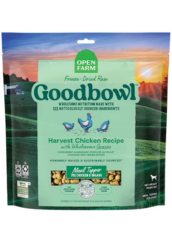Open Farm Goodbowl Harvest Chicken Recipe Freeze Dried Raw Topper for Dogs