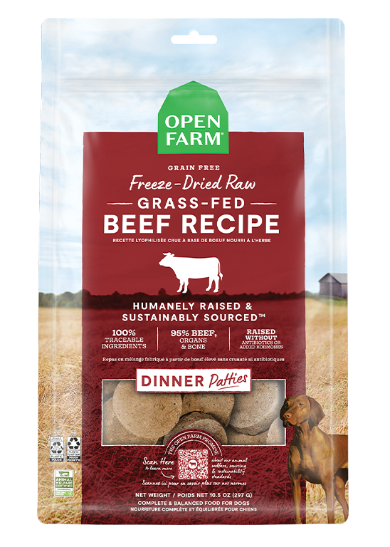 Open Farm Freeze Dried Raw Grass-Fed Beef Patties For Dogs