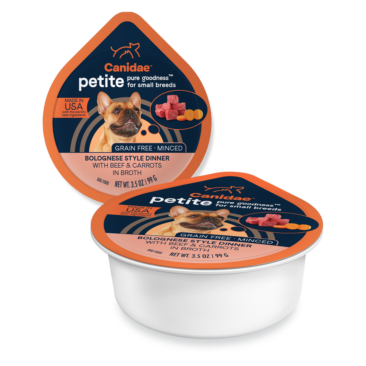 Canidae PURE Grain Free Petite Small Breed Bolognese Style Dinner Minced with Beef and Carrots in Broth Wet Dog Food