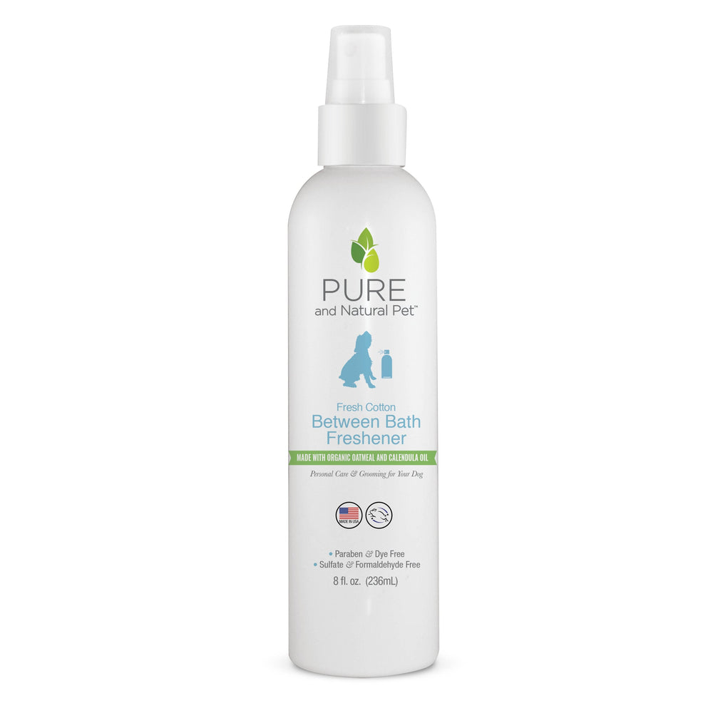 PURE and Natural Pet Fresh Cotton Scented Bath Freshener For Dogs, front of bottle