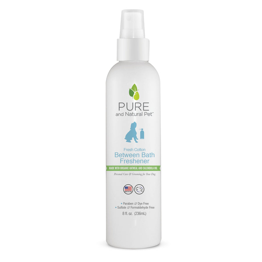 PURE and Natural Pet Fresh Cotton Scented Bath Freshener For Dogs, front of bottle