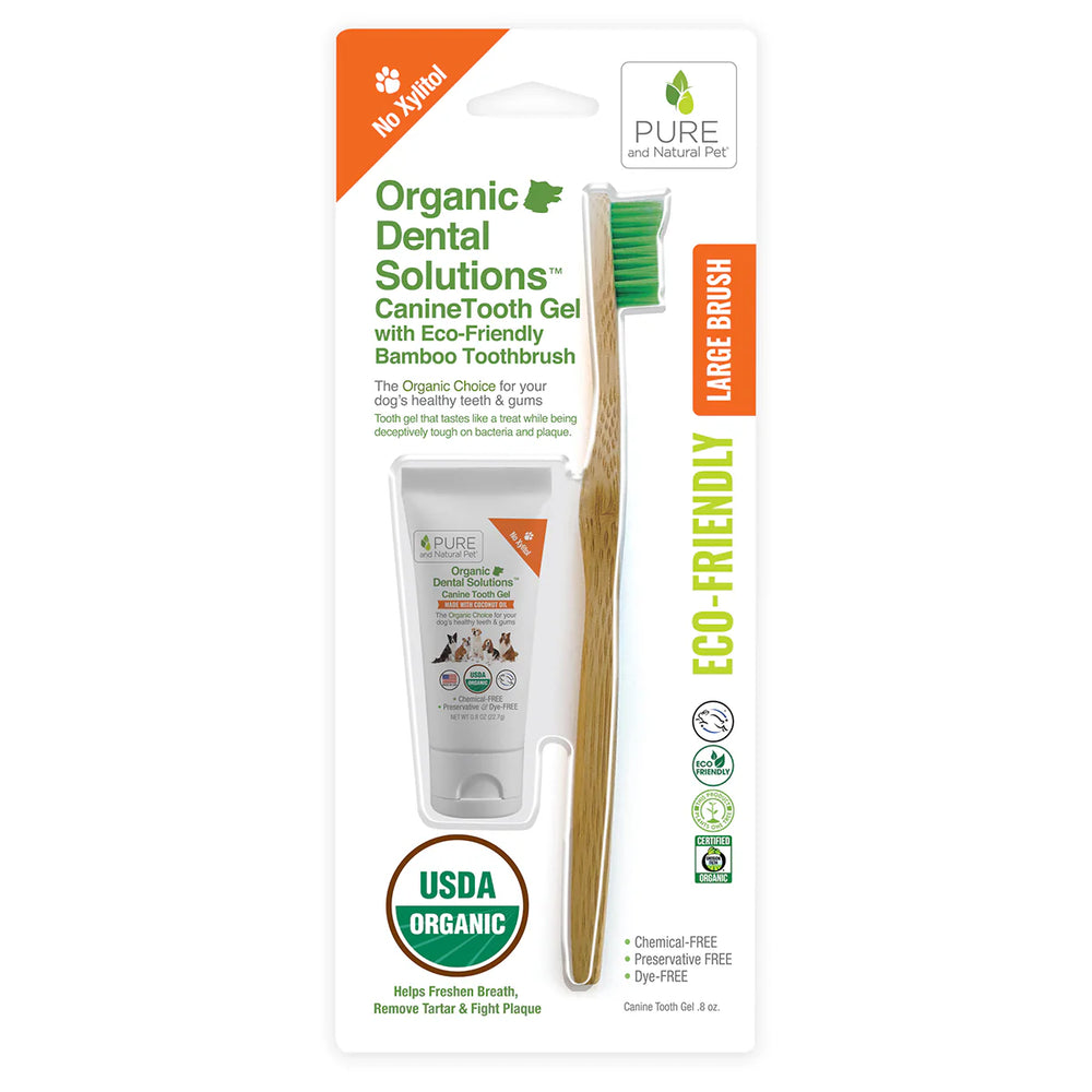 Front Packaging of PURE and Natural Pet Organic Dental Kit for Large Dogs