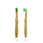 An eco-friendly toothbrush made of naturally grown bamboo containing no toxins, glues, or paints. Front & Side view of Small Tootbrush