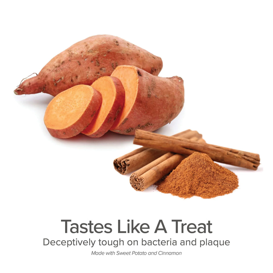 PURE and Natural Pet Organic Dental Kit for Small Dogs is made with Sweet Potato and Cinnamon