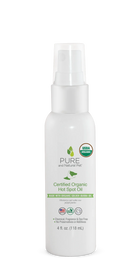 Front spray bottle of PURE and Natural Pet Organic Hot Spot Oil 4 fl.oz