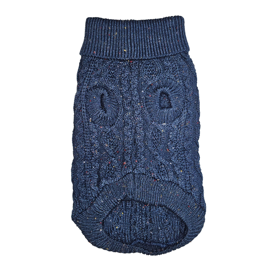 Parisian Pet Pullover Cable Knit Dog Sweater in Navy