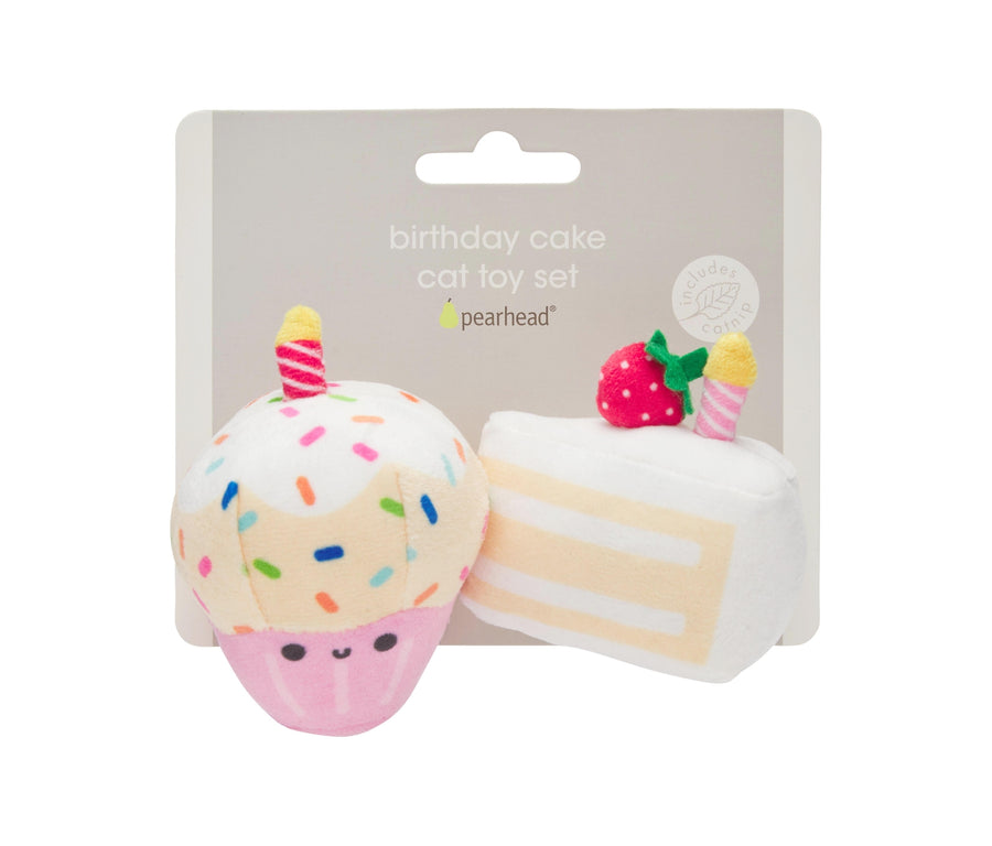 Pearhead Birthday Cake Cat Toy Set Front Packaging