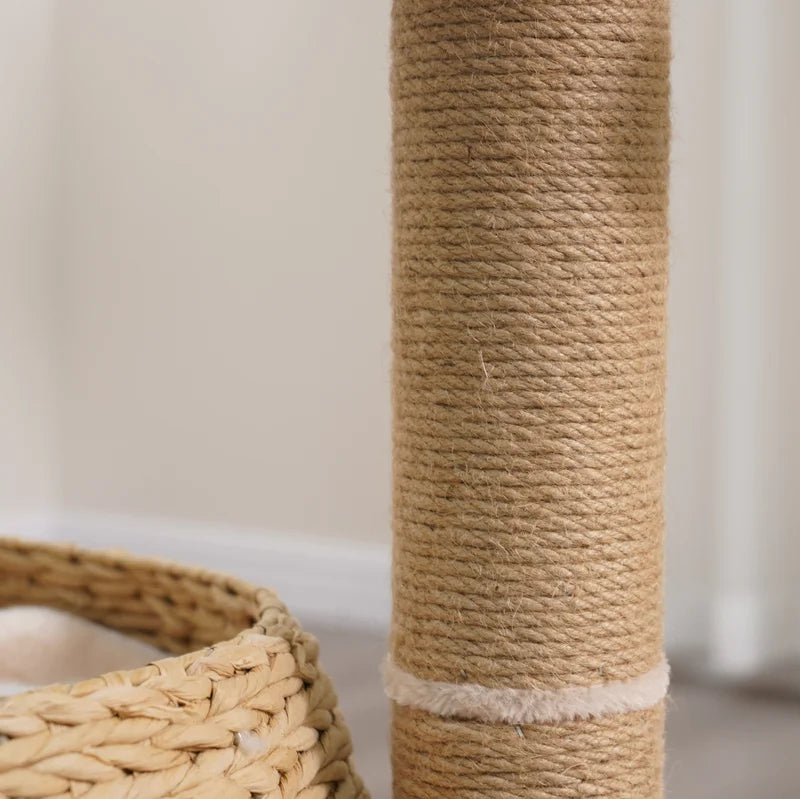  PetPals Cozy is a minimalistic cat tree that features two 100% natural sisal rope scratching post and a playful teaser toy. 