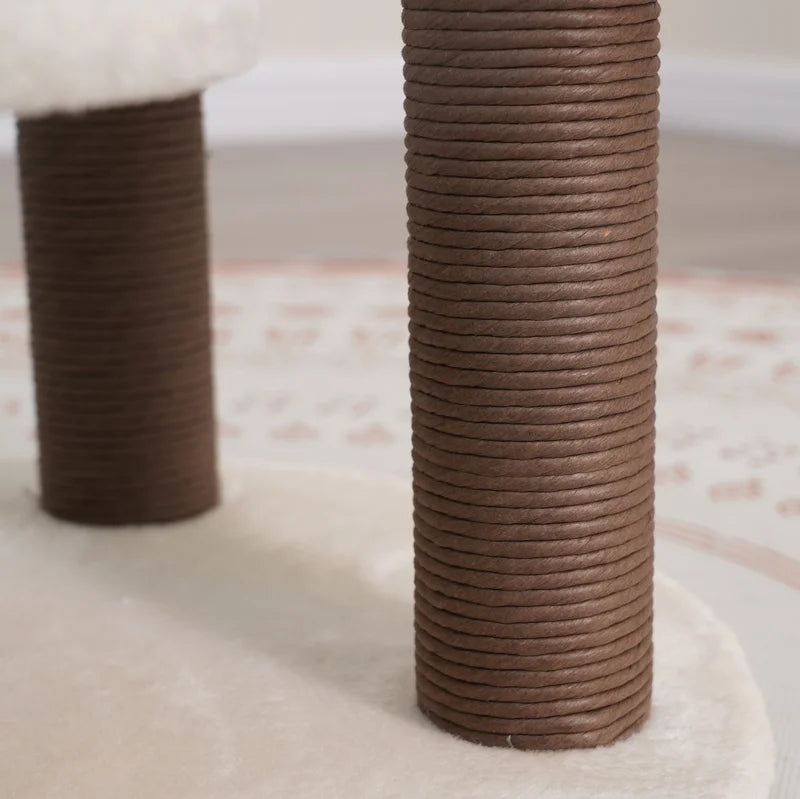 Close Up Detail View of Scratcher Posts made of multiple recycled paper ropes promoting healthy scratching habits and keeping claws in top shape. 